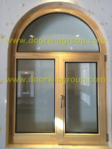 Solid Timber Double Glazing Window, Arched Solid Wood Window, Popular Unique Round Top Arch Design S