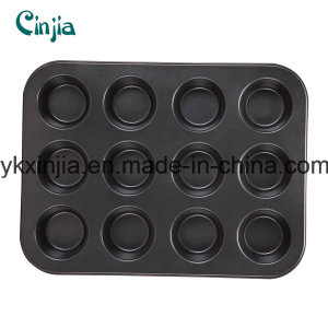 Carbon Steel Non-Stick 12cup Muffin Pan with Round Pattern