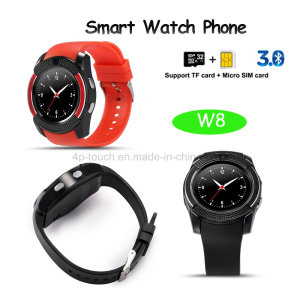 Full Round Screen Smart Watch Phone with SIM Card Slot and Camera (W8)